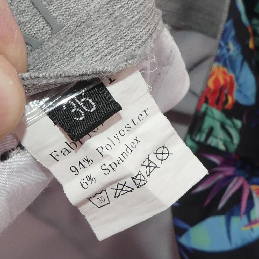 Hreski Shorts Mens Large 36 Multicolor Tropical Fruit‎ Floral Polyester Stretch